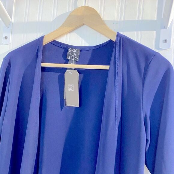 Clara SunWoo Drape Tunic Cardigan - Navy Sz M - Picture 3 of 8